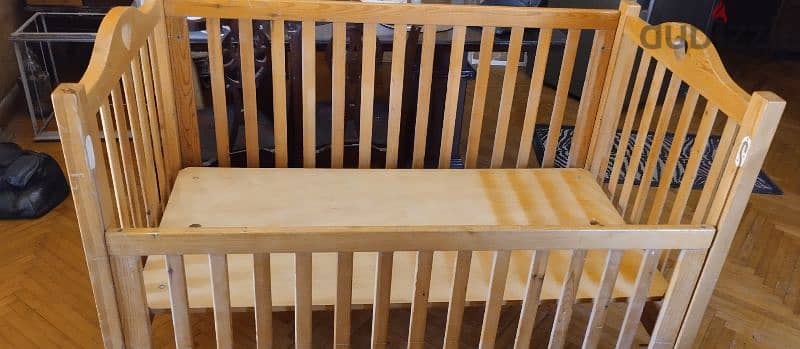 سرير اطفال خشب زان مدهون بدهانات آمنة للأطفال ، اللون :بيج فاتح 1