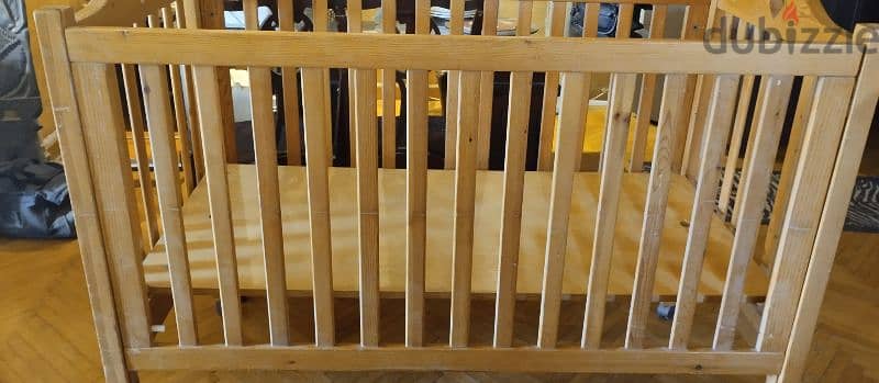 سرير اطفال خشب زان مدهون بدهانات آمنة للأطفال ، اللون :بيج فاتح 10