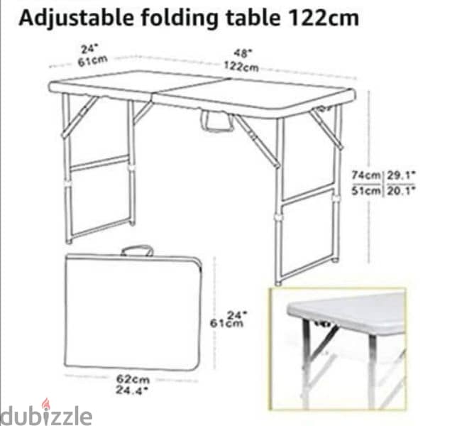 طاولة ( ترابيزة) قابلة للطي مقاس ١٢٢ سم × ٦١ سم جديدة فرز ثاني 3