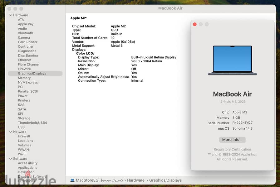 MacBook Air (15-inch, M2, Ram 8GB,SSD 512GB,2023,Midnight) with AppleC 10