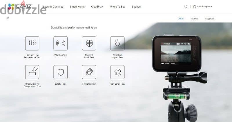 أكشن كاميرا action camera 4K موديل S6 ضد الماء 131 قدم شاشة تاتش EZVIZ 12