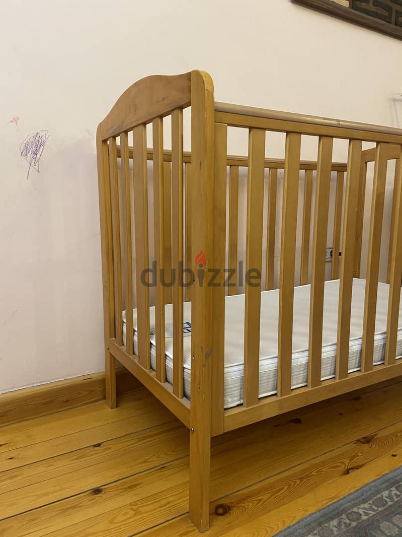 Mothercare Baby Cot and Mattress - Used 1