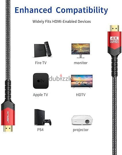 كابل HDMI 4k  ماركة jsaux 4