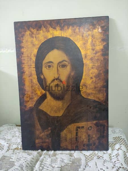 ايقونه قبطيه للسيد المسيح مصنوعه من الخشب وماء الدهب للفنان روماني 3