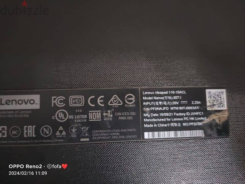 Lenovo Ideapad 110 15ACL  لاب توب لينوفو 3