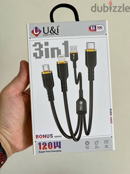 Super fast Multi Charging and Data cable 120W 3 in 1 شاحن سريع جدا ٣في 3