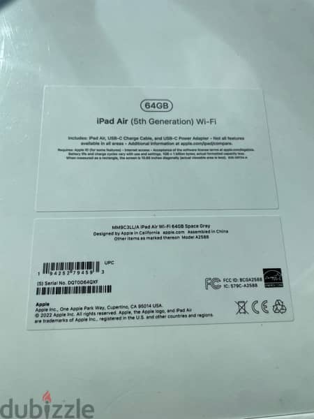 new and sealed ipad Air 5 th Gen 2022 ( 64 GB -wifi ) space Grey 2
