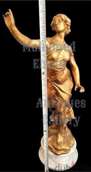 تمثال نحاس ايطالي طلاء ذهب ممضي ضخم علي مرمر فوق50 كيلو ارتفاع 86سم 0