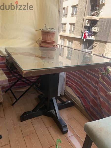 Used Dining table with 2 Blue chairs forsale 6
