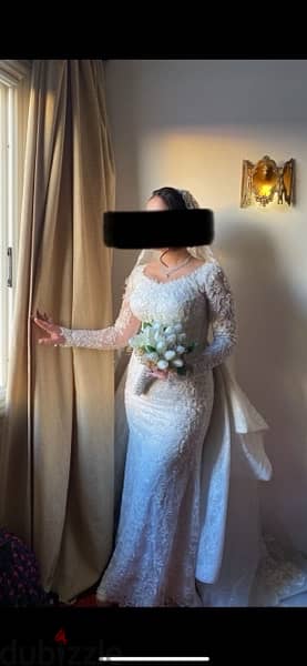 wedding dress فستان فرح بالطرحه 2