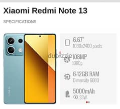 أحدث واقوى Xaomi Readmi Note 13 Zero 8Ram 256 GB Cam 108 متبرشم