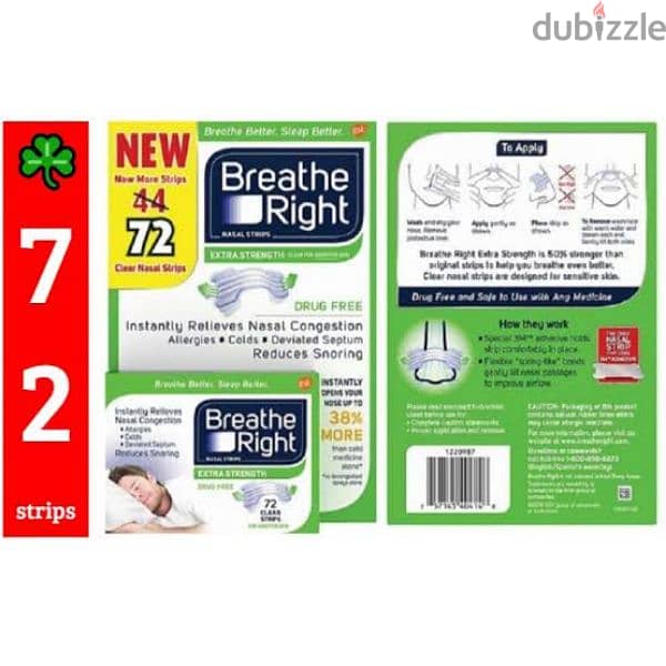 Breathe right nasal strips - 72 clear strips 0