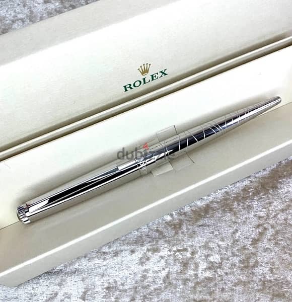 Rolex ballpoint-قلم جاف رولكس اصلي من البلاتين الفضي جديد لم يستخدم 3