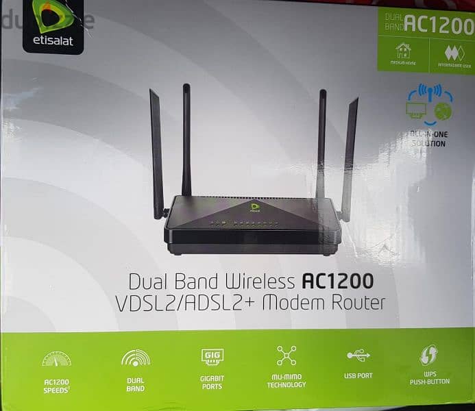 Dual Band wireless router AC1200
راوتر من اتصالات جديد لم يستخدم 0