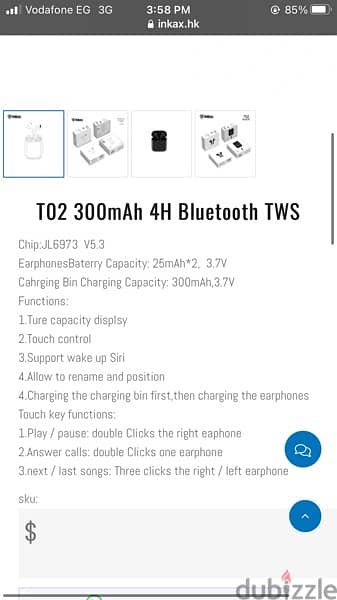 inkax T02 300 mAh 4H Bluetooth TWS 1