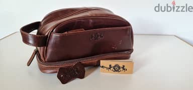 Original SID&VAIN Wash bag (Toiletry bag) genuine brown leather