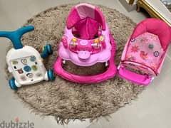 2 baby walkers and bath baby chair