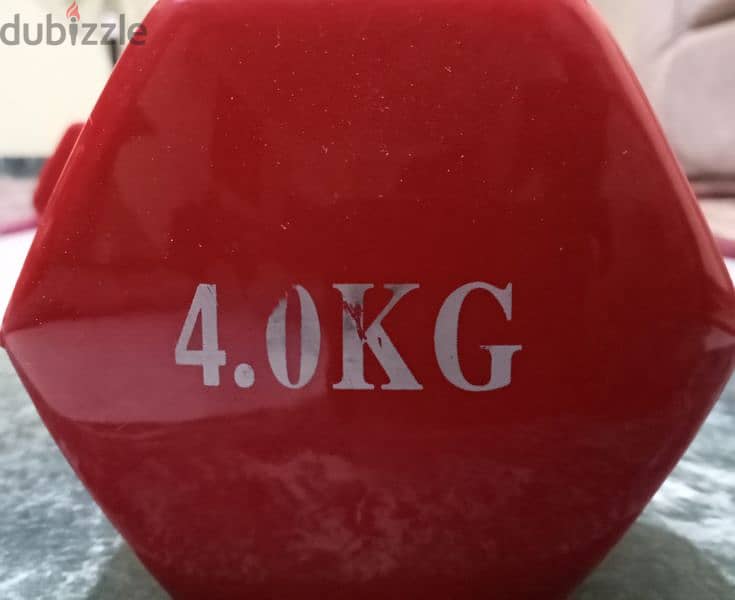 2 دامبل اصلي احمر وزن 4KG فينيل استعمال خفيف 2