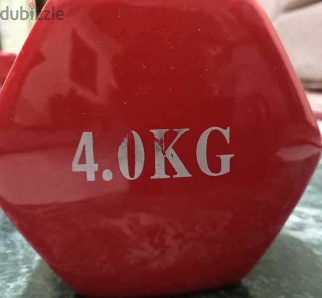 2 دامبل اصلي احمر وزن 4KG فينيل استعمال خفيف 3
