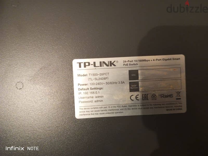 Tp link switch
T1500-28pct سويتش نتورك 3