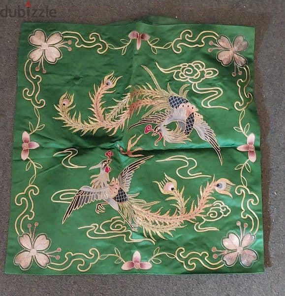 vintage Chinese cushion and tablecloth 1