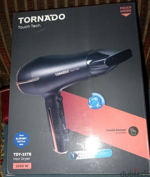 Tornado tdy23tb touch sensor hair dryer (2300w, black) 1