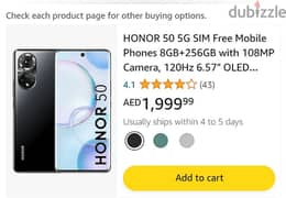 honor 50 256g/8g midnight black new (curved screen , 108mp camera,66w)
