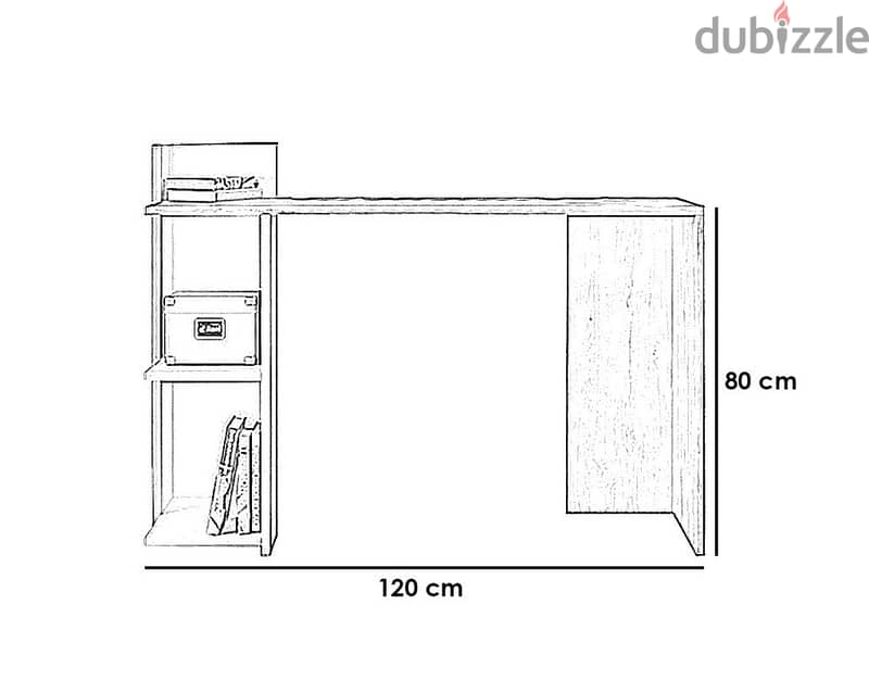 مكتب خشب ام دي اف بيج و أبيض - 80×120×40 سم. 2
