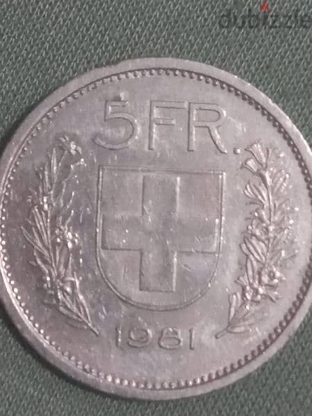 5 فرنك سويسري فضي 1981 0