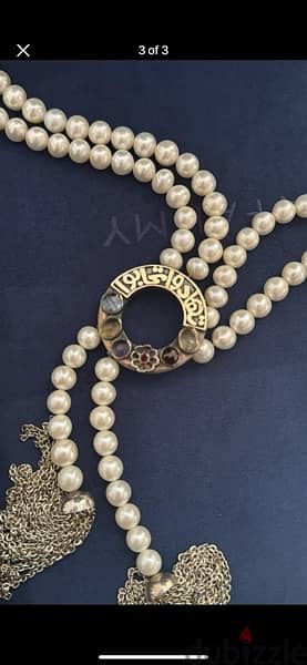 AZZA fahmy pearl necklace with semi precious stones 1