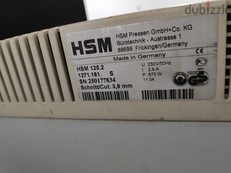 paper shredder HSM 125.2 MADE IN GERMANY 3