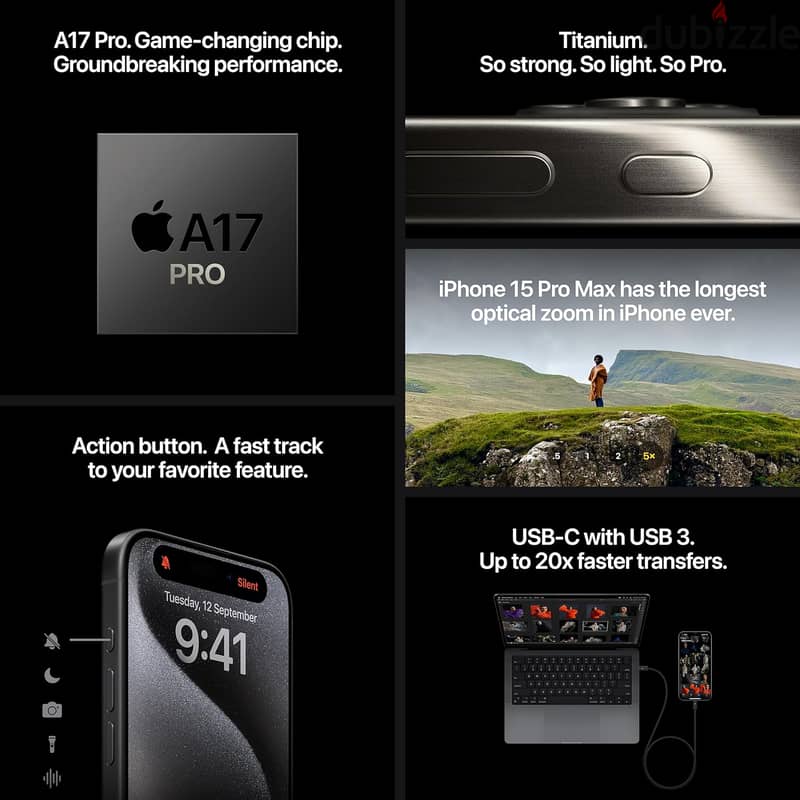 Apple iPhone 15 Pro Max (256 GB) - Blue Titanium (new)(sealed)(UAE) 4