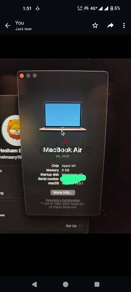MacBook air M1 256 almost new 4