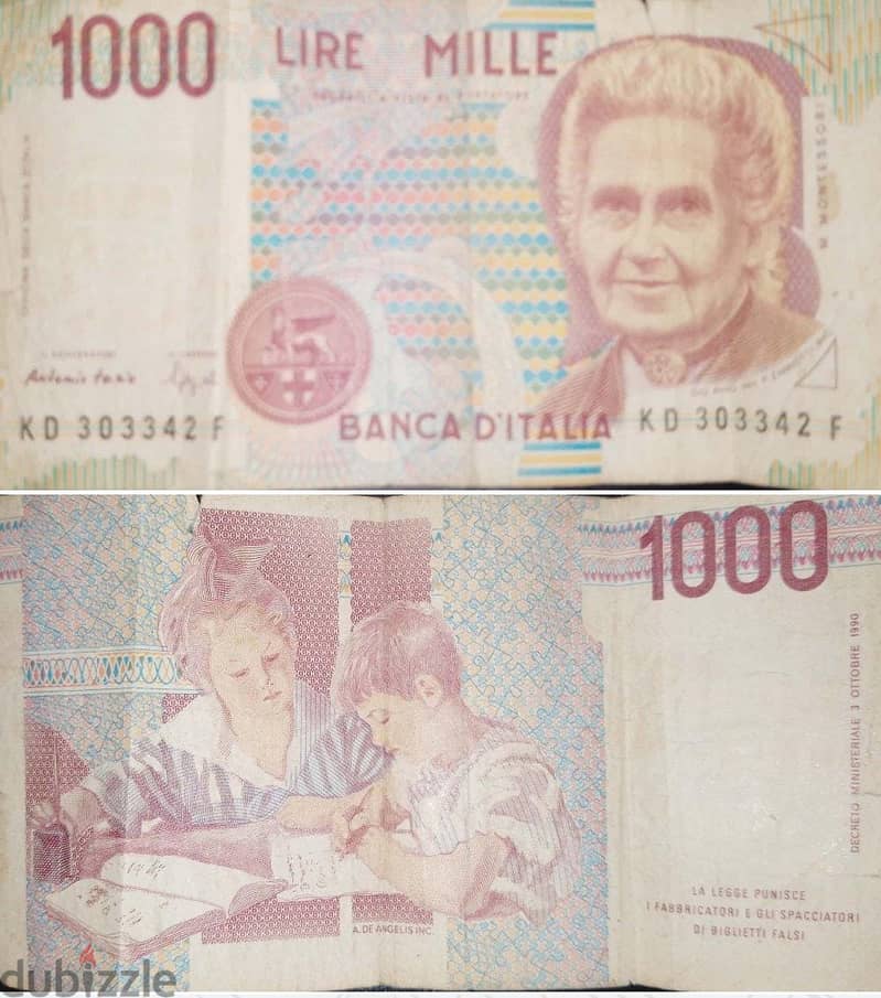 ورقة نقدية، إيطاليا، 1000 ليرة، 1990 0