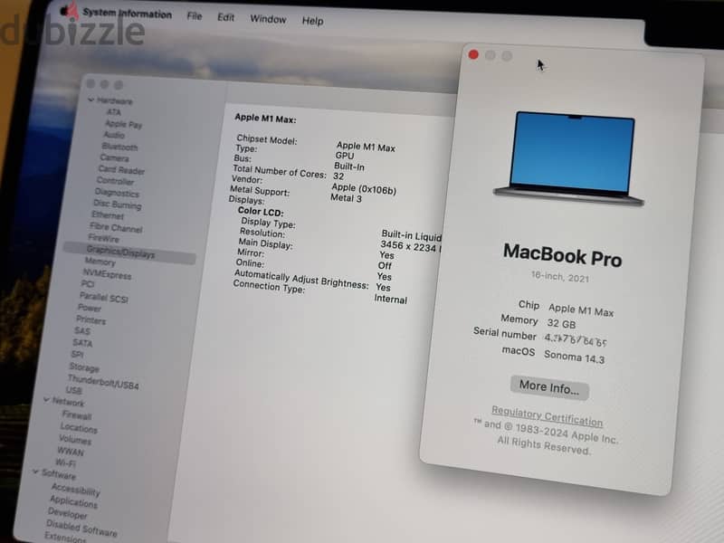 Macbook Pro 16 M1 Max / 32GB / 1TB / 32C GPU ١٠٠٪ كيبورد عربى انجليزى 8