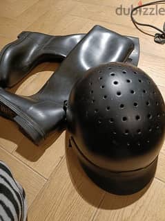Horse riding boots and helmet