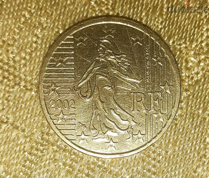 العملة فرنسا الذهبية 50 سنت يوريو اصدار عام 2002 1