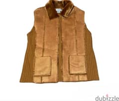 warm toned brown suede fur vest