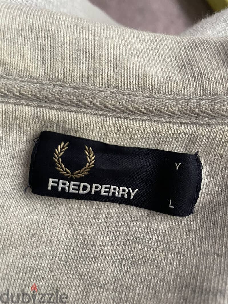 Fred Perry Hooded Zip Through Sweatshirt Large Grey 3
