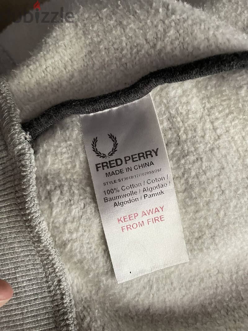 Fred Perry Hooded Zip Through Sweatshirt Large Grey 4