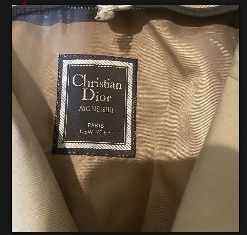 Vintage Christian Dior Monsieur 42 Khaki Double Breasted/Lined/Belt 2