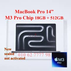 MacBook Pro 14 ( M3 Pro ) 18GB + 512GB جديد متبرشم ضمان الوكيل