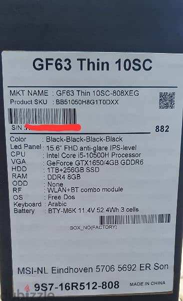 MSI GF63 Thin 10SC 1