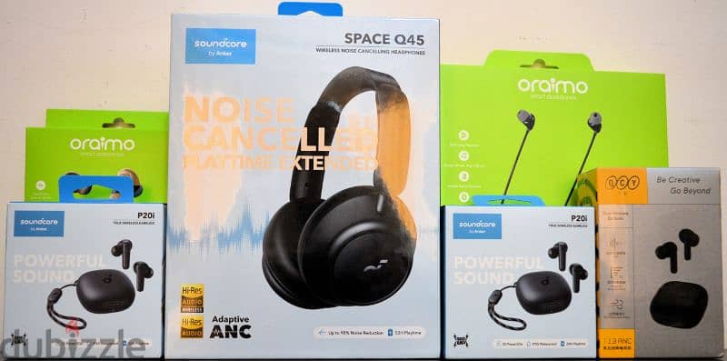 سماعات للبيع Anker soundcore q45 p20i  qcy t13 anc & oraimo 0