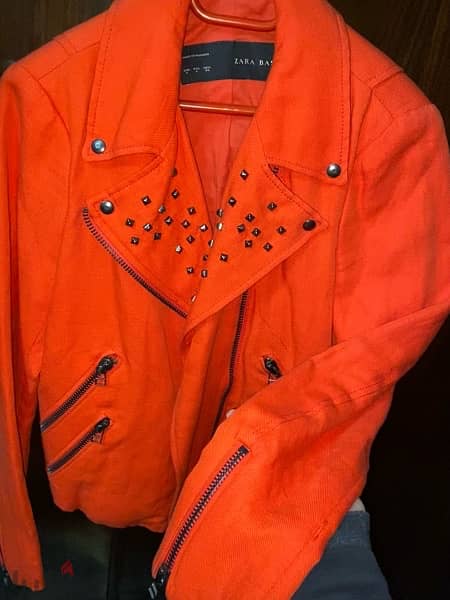 zara orange studded jacket (never used) 0