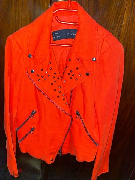 zara orange studded jacket (never used) 1