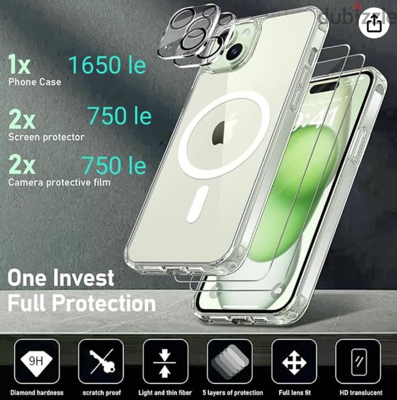 حماية كاملة لايفون برو ١٥  Iphone 15 pro full shield 3