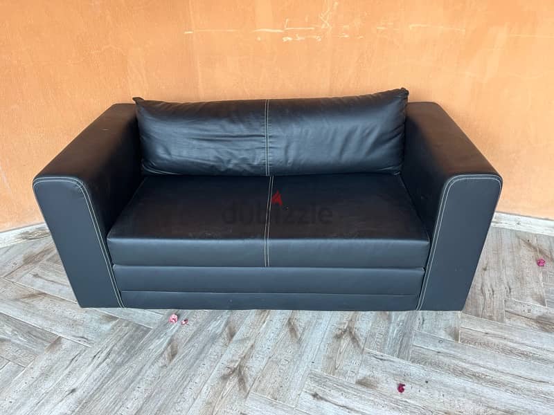 Two-seat sofa bed, black 1