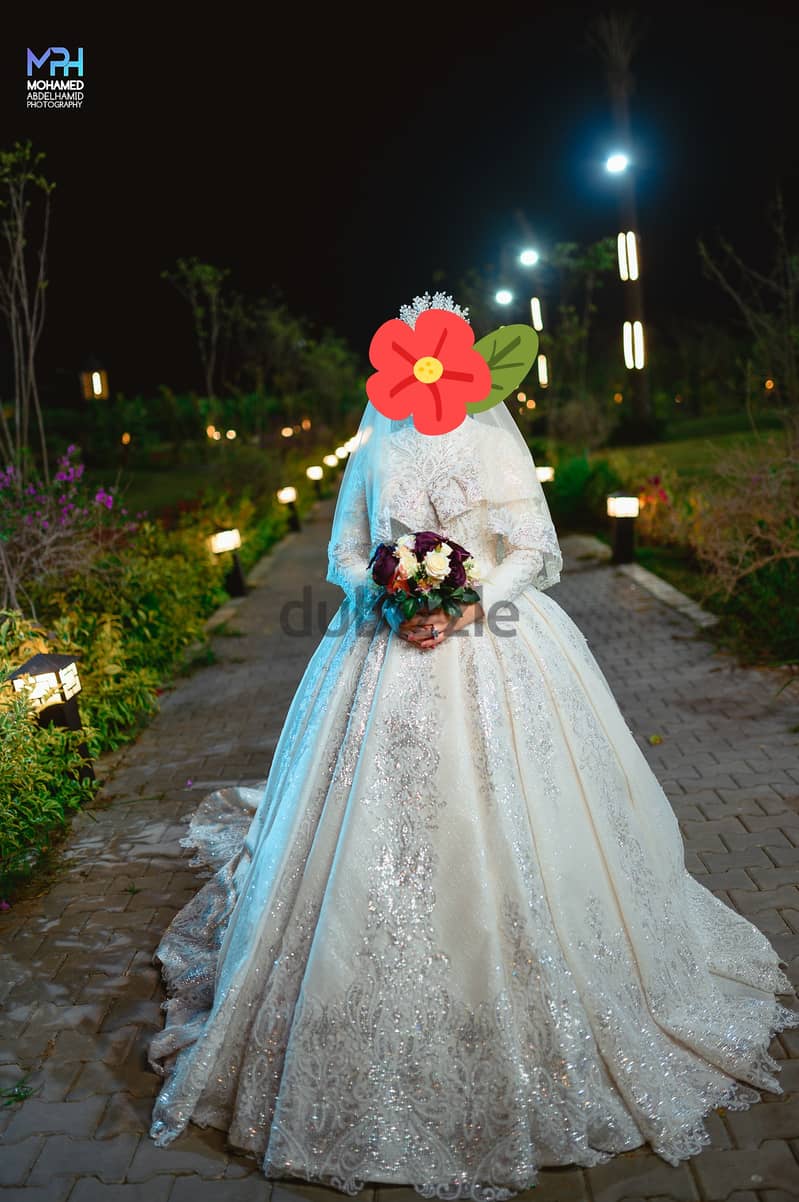 فستان زفاف جوميه شامبين بالطرحة تحفة 3