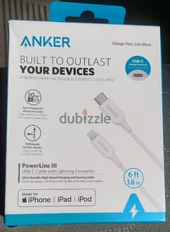 Anker (USB-C Cable with Lightning Connector) 6 fit  - كابل شحن انكر 0